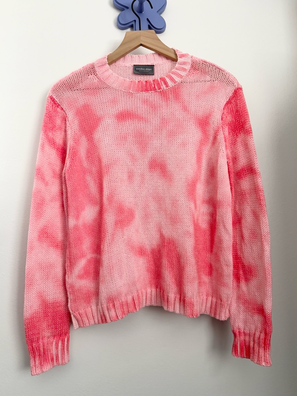 Wooden Ships Small/Medium Pink Tie Dye Sweater Crew Neck Relaxed Beach Coastal
